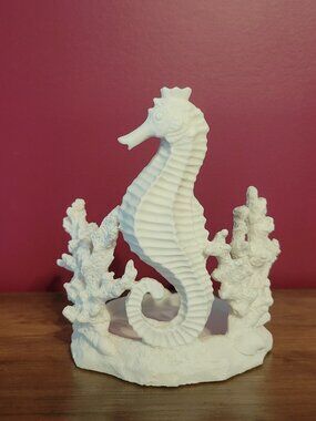 White Coastal Seahorse Coral Candle Holder